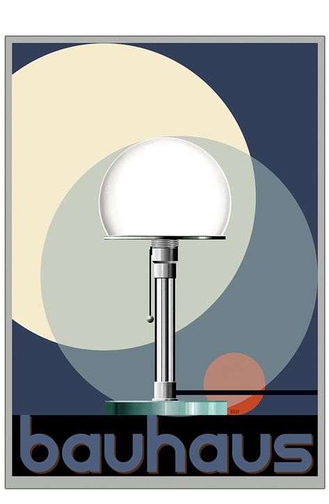 Lamp Poster Design, Vintage Bauhaus, Bauhaus Poster, Memphis Design, Bauhaus Design, Retro Lamp, Vintage Graphic Design, Table Clock, Graphic Design Poster