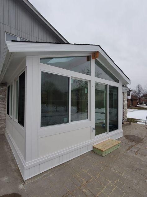 Sunroom Conversion, Porch To Sunroom Conversion, Sunroom Exterior, Four Season Room, Porch To Sunroom, Florida Lanai, Four Season Sunroom, Victorian Conservatory, Small Sunroom