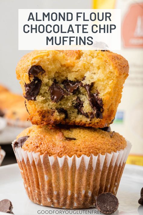 Almond Flour Chocolate Chip Muffins, Gluten Free Chocolate Chip Muffins, Almond Flour Chocolate Chip, Inflammation Recipes, Almond Flour Muffins, Celiac Recipes, Baking With Almond Flour, Almond Flour Recipes, Anti Inflammation