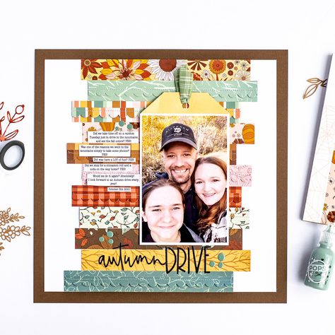 Autumn Drive - Scrapbook.com Ideas For Scrapbook, Fall Layout, Autumn Drive, Fall Scrapbook Layouts, Scrapbook Design Layout, Scrapbook Patterns, Christmas Scrapbook Layouts, Picture Layouts, Simple Scrapbook