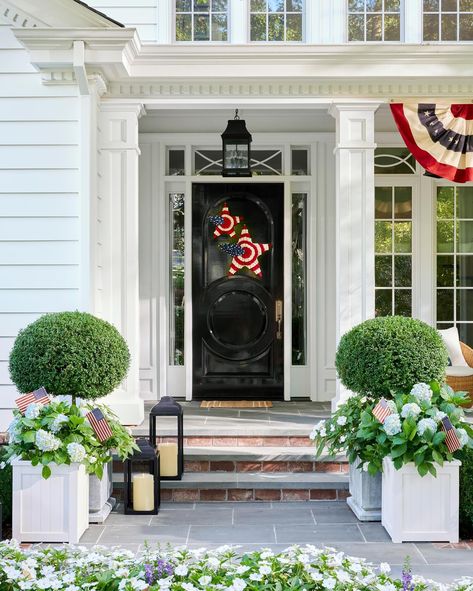 Spring is in full bloom! To help you prep your outdoor spaces just in time for a season of outdoor entertaining, we’ve rounded up a few of our favorite planters that are perfect for adding texture or color! Porch Flower Pots, Front Porch Flower Pots, Front Porch Flowers, Front Porch Steps, Porch Flowers, Porch Steps, Classic Americana, Timeless Decor, Porch Garden