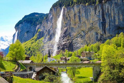 Lauterbrunnen, Switzerland Lauterbrunnen Switzerland, Switzerland Photography, Places In Switzerland, Famous Waterfalls, Visit Switzerland, Largest Waterfall, Switzerland Travel, Bern, Best Places To Travel