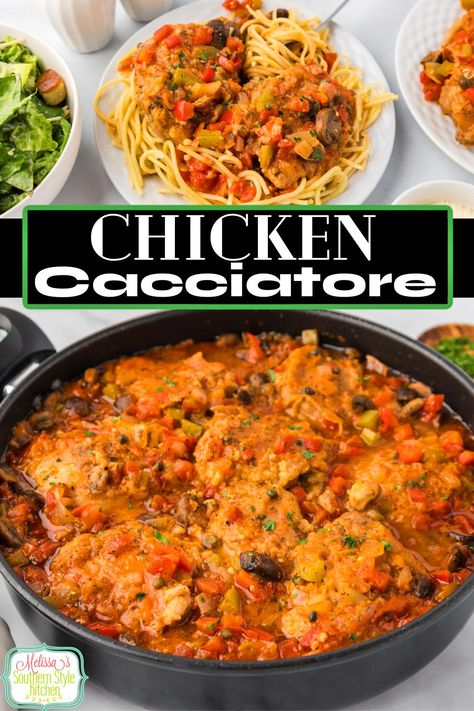 Peppers Onions Mushrooms, Mushrooms Recipes, Cacciatore Recipes, Chicken Cacciatore Recipe, Chicken Orzo Soup, Fried Steak, Lemon Chicken Orzo Soup, Chicken Cacciatore, Chicken Fried Steak