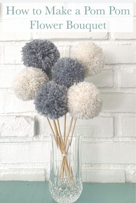 Pom Pom Sticks, Decorating With Pom Poms, Pompom Table Decorations, Yarn Vase Diy, Make A Pom Pom, Easy Yarn Pom Pom Diy, Pom Pom Mobile Diy, Yarn Pompom Diy, Pompom Party Decoration