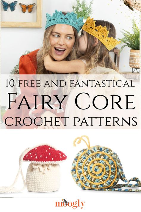 "Fairy Core" might be a new trend, but the aesthetic goes right back in time! So here are 10 free crochet patterns to create your own fantastical day! via @moogly Crochet Fairy Crown, Free Crochet Costume Patterns, New Crochet Free Patterns, Crochet Chainmail Pattern, Crochet Fairy Hat Pattern, Crochet Ren Faire Accessories, Crochet Costumes Free Pattern, Crochet Fairy Hat Pattern Free, Crochet Fairy Accessories