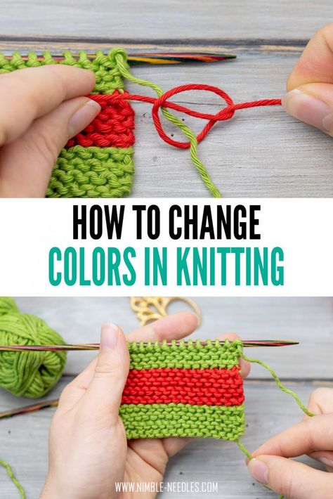 Changing Colors In Knitting, Joining Yarn, Knitting Help, Knitting Stitches Tutorial, Knitting Basics, Knitting Tutorials, Beginner Knitting Patterns, Knitting Tips, Beginner Knitting Projects