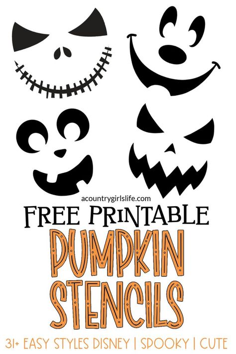 Instantly download our FREE Printable Pumpkin Carving Stencils | Templates that are EASY! We include easy versions of Disney Spooky Cute Fun Faces! Jack Skellington Mickey Mouse and many more! These are fun for kids, teens and adults alike. Instand PDF download Fun Pumpkin Carving Ideas Cute, Pumpkin Carving Ideas Preschool, Cool Pumpkin Carving Templates, Carving A Pumpkin Ideas, Mickey Mouse Pumpkin Carving Template, Jack Skelton Pumpkin, Kids Jackolantern Carving, Classic Pumpkin Carving Faces, Unique Pumpkin Carving Templates