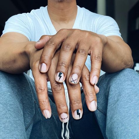 Boys Nail Art, Guys Nail Designs, Masculine Nail Art, Nails Hombres, Male Polish, Nail Art For Men, Men Manicure, Boy Nails, Men Nail