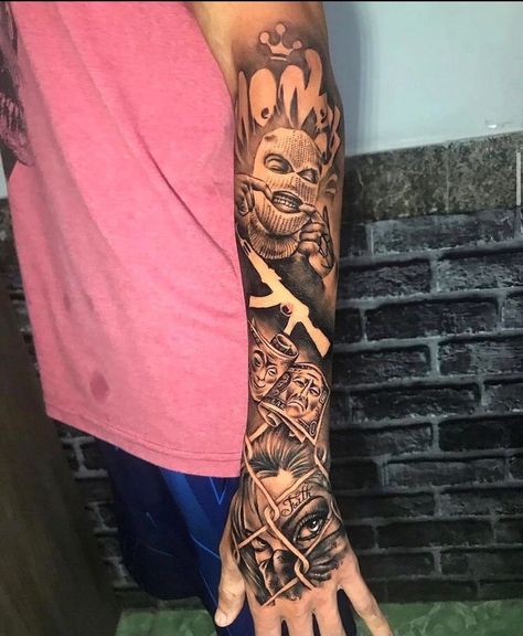 Arm Cover Up Tattoos, Gangster Tattoo, Gangsta Tattoos, Money Tattoo, Chicano Style Tattoo, Men Tattoos Arm Sleeve, Graffiti Tattoo, Forarm Tattoos, Cool Arm Tattoos