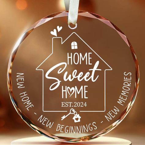 PRICES MAY VARY. New Home Ornament 2024: Let our New Home Glass Ornament be a symbol of the new chapter in your life. Perfect for commemorating a new house in 2024, celebrating your first Christmas in a new home, and giving as funny and thoughtful housewarming gifts. Ideal for new homeowners, couples, and anyone looking for the perfect new home gift. Housewarming Gifts for New Home: Our Glass New House Ornament symbolizes your love and support for the new homeowners, adding a touch of charm to t New Home Ornament Cricut, Cricut Housewarming Gift Ideas, New House Ornament, 1st House, New Home Ornament, Welcome Home Gifts, Circuit Ideas, Best Housewarming Gifts, New Homeowner Gift