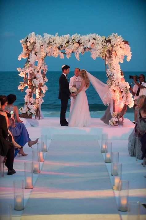 The Beach At Night, Beach Wedding Arch, Sunset Beach Weddings, Dream Beach Wedding, Beach At Night, Destination Wedding Mexico, Beach Wedding Inspiration, Wedding Beach Ceremony, Wedding Scene