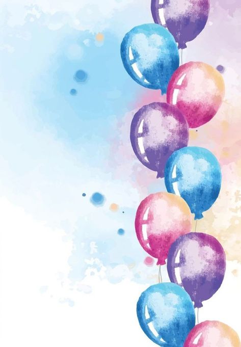 Birthday Card Drawing Ideas, Card Drawing Ideas, Watercolor Balloons, Birthday Painting, Frame Flower, Balloon Painting, Watercolor Birthday Cards, Happy Birthday Art, Birthday Card Drawing