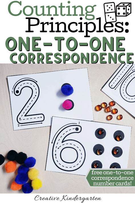 A review of Counting Principles for kindergarten number sense. Free one-to-one correspondence number cards for your students to use to practice their number sense skills. FREEBIE included! #onetoonecorrespondence #numbersense #creativekindergarten Kindergarten Number Sense, Number Sense Kindergarten, Number Sense Activities, Prek Math, Number Bonds, Math Number Sense, Teaching Numbers, Numbers Kindergarten, Math Manipulatives