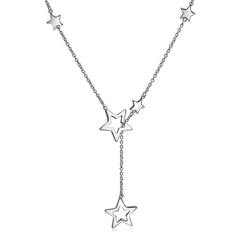 Patriotic Sterling Silver Open Star Dangle Lariat Necklace 18.5in Red Carpet Style, Minimalist Accessories, Silver Necklace Statement, Y Necklace, Star Pendant Necklace, Celestial Jewelry, Star Jewelry, Lariat Necklace, Dream Jewelry