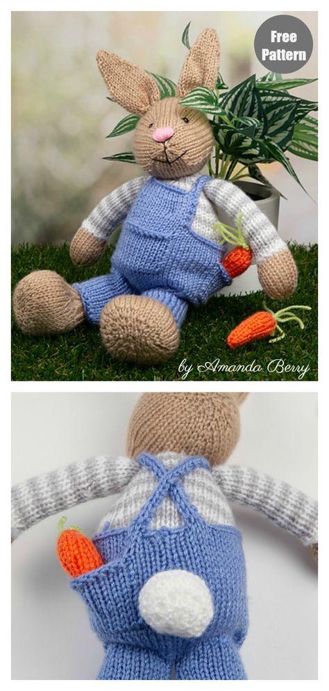 Amigurumi Bunny Rabbit Free Knitting Pattern Rabbit Knitting Pattern Free, Knit Bunny, Rabbit Knitting Pattern, Knitted Dolls Free, Knitted Bunnies, Bunny Knitting Pattern, Amigurumi Knitting, Knitted Doll Patterns, Knitted Toys Free Patterns