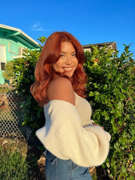 Tan Skin With Ginger Hair, Copper Hair On Morena Skin, Ginger Hair Color Tan Skin, L’oréal Copper Hair, Copper Hair Neutral Skin, Ginger Hair For Olive Skin, Ginger Hair On Medium Skin, Indian Ginger Hair, Copper Hair For Tan Skin