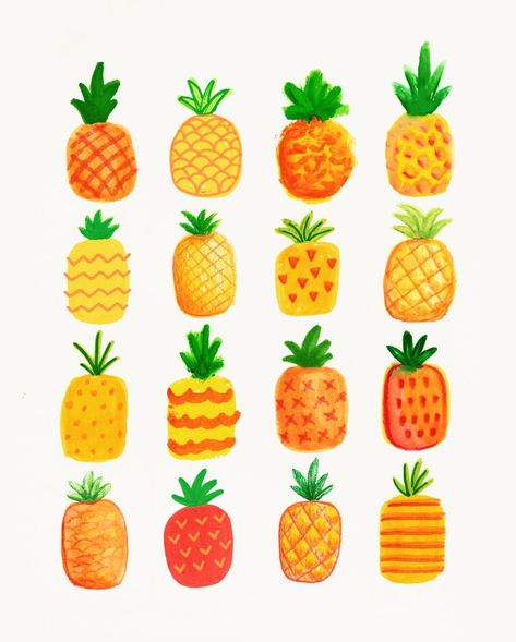 I’ve been working mostly on procreate lately and my forgotten art supplies were staring me down - so I broke out all my yellow, green, and orange ish pencils, markers, and paint to make some pineapple doodles for #doodleadayjune 🍍challenge hosted by @ellolovey 💛 . . #pineappleart #pineapples #fruitlover #illustration #doodleaday #doodlelove #fruitart #summerart #fruitillustration #artchallenge #mixedmedia #colorfulart Pumpkin Reference, Pineapple Doodle, Pineapple Drawing, Pineapple Art Print, Pineapple Painting, Pineapple Illustration, Paper Fruit, Food Project, Watercolor Pineapple