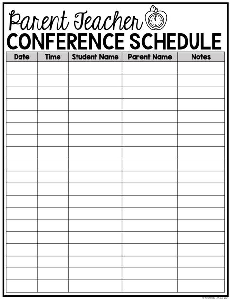 The tools you need to handle parent conferences with ease! ✋ This resource is included in the discounted Back to School Bundle! What is included? Conference Calendar Editable Conference Calendar to send home to parents Confirmation Note/Reminder to send home to parents reminding them about their scheduled conference. *You might also like to use an electronic form such as www.signup.com Conference Forms (pdf + editable PowerPoint) Parent/Teacher Conference Schedule (for you to keep track of sched Pre K Parent Teacher Conference, Parent Teacher Conference Sign Up Sheet Free Printable, Prek Conferences, Parent Conference Forms Free, Teacher Notes To Parents, Parent Teacher Conference Notes, Daycare Contract, Conference Invitation, Parent Conferences