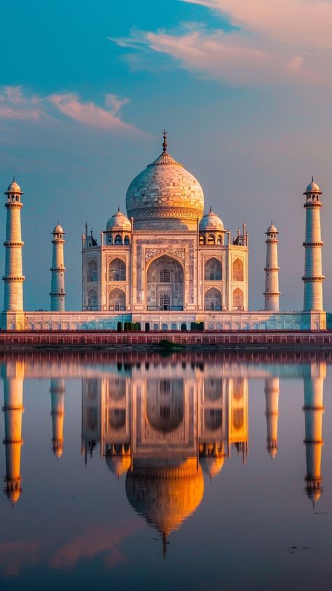 "Taj Mahal #Reflection: The #TajMahal stands majestically under a pastel sky, its image mirrored perfectly in tranquil waters. #Architecture #UNESCO #Heritage #AIArt #AIPhoto #StockCake ⬇️ #Download and 📝 #Prompt 👉 https://stockcake.com/i/taj-mahal-reflection_599414_837027" Tajmahal Photography Taj Mahal, Taj Mahal Pics, Taj Mahal Pictures, Taj Mahal Photo, Taj Mahal Image, Indian Floral Decor, Tac Mahal, India Taj Mahal, Taj Mahal India