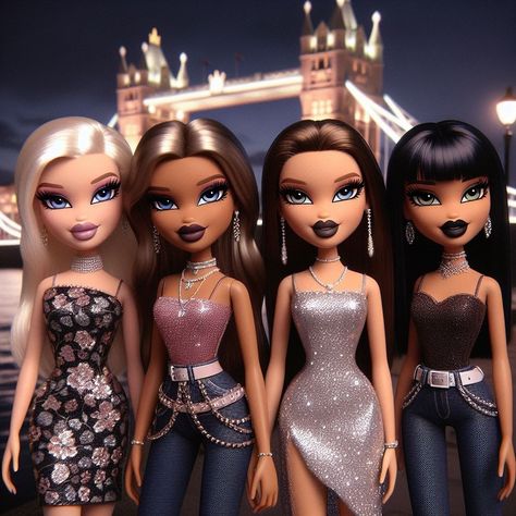 Bratz Trio, 4 Bffs Wallpaper, Bratz Twins, Bratz Fits, Girly Pfp, Bratz Boots, Las Bratz, Ancient Babylon, Black Bratz Doll