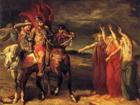 Macbeth and Banquo Meeting the Witches on the Heath, 1855. An example of one of Chassériau's many works inspired by Shakespeare A Christmas Carol Revision, An Inspector Calls Revision, Macbeth Witches, Hans Baldung Grien, Relationship Poetry, Shakespeare Macbeth, Three Witches, Edward Steichen, Literature Art