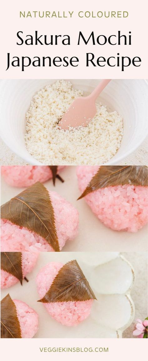 Sakura Recipes Food, Sakura Rice Cake, Japan Dessert Recipes, How To Make Sakura Mochi, Sakura Powder Recipe, Sakura Mochi Recipe, Healthy Asian Desserts, Japanese Treats Recipe, Anime Desserts Recipes