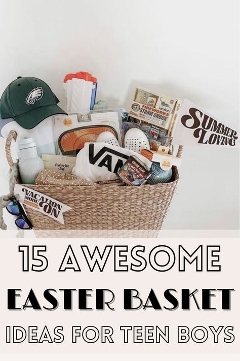 15 Awesome Easter Basket Ideas for Teen Boys | These boy easter basket ideas are amazing. This post includes ideas from tech gadgets to stylish clothes, including all different price ranges. These suggestions will make this Easter one to remember for the young men in your life. Let’s dive in and get those baskets ready for a celebration they won’t soon forget! Here are 15 Awesome Easter Basket Ideas for Teen Boys Easter Basket Gift Ideas For Teen Boys, Older Kids Easter Basket Ideas Boys, Teenager Easter Basket Ideas Boys, Teen Guy Easter Basket, Easter Basket Ideas For Pre Teen Boys, Easter Baskets For Boys Age 6, Guys Easter Basket Ideas, College Boy Easter Basket Ideas, Easter Gifts For Adults Men