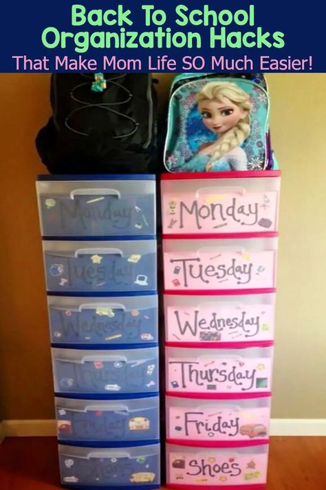 School Clothes Organization, Shoes Organization, Morning Routine Kids, Getting Organized At Home, Diy Organizer, Back To School Organization, Diy Back To School, School Week, Organizing Hacks