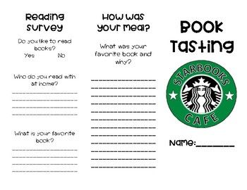 Starbooks Cafe Book tasting menu. Have your students "Taste" new books and record their thoughts and reflect on their reading using this easy menu! Just print back to back (second sheet has to be upside down when copied) and fold! Starbooks Book Tasting, Book Tasting Menu Template Free, Starbooks Cafe Classroom, Cafe Classroom, Academic Advisor, Literacy Week, Lit Circles, Book Whisperer, Easy Menu