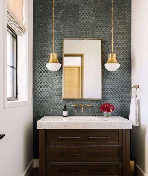 ANN SACKS on Instagram: "Savoy September is not over just yet 😘 Don't miss out, shop select Savoy formats and colors on our VIP Sale now through October 10th. Link in bio!" Tile Accent Wall, Ann Sacks, Gorgeous Tile, Vintage Wall Sconces, Powder Room Design, Bathroom Wall Tile, Wood Vanity, Linen Shades, Guest Bathroom