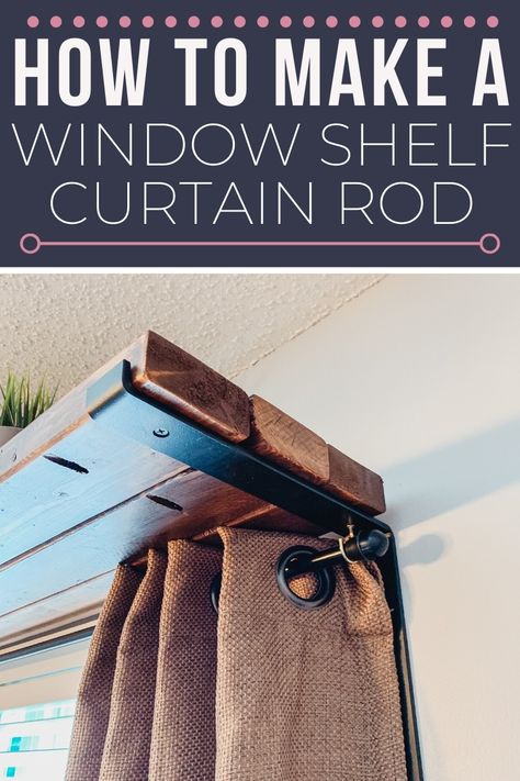 Curtain Rod Shelf, Diy Window Shelf, Koti Diy, Diy Curtain Rods, Window Shelf, Homemade Furniture, Window Shelves, Window Curtain Rods, Diy Window