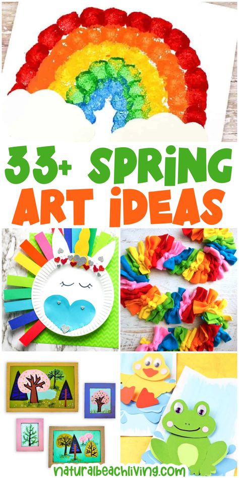 33+ BEST Spring Art Ideas for Kids - Natural Beach Living Spring Classroom Art Projects, Spring Easy Crafts For Preschoolers, April Art Crafts For Preschool, Easy Kids Spring Crafts, Spring Art Work For Preschool, Spring Activities For Kindergarten Art, April Crafts For Kindergarteners, Preschool Art Activities Spring, Spring Kindergarten Crafts Classroom Art Projects