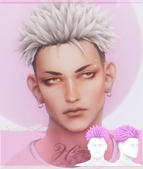 Sims 4 Cc Anime Skin Overlay, Sims Anime Hair, Sims 4 Skin Overlays Male, Sims 4 Cc Overlay, Cc Male Hair, Sims 4 Male Skin Overlay, Sims Finds, Sims 2 Cc, Male Sims