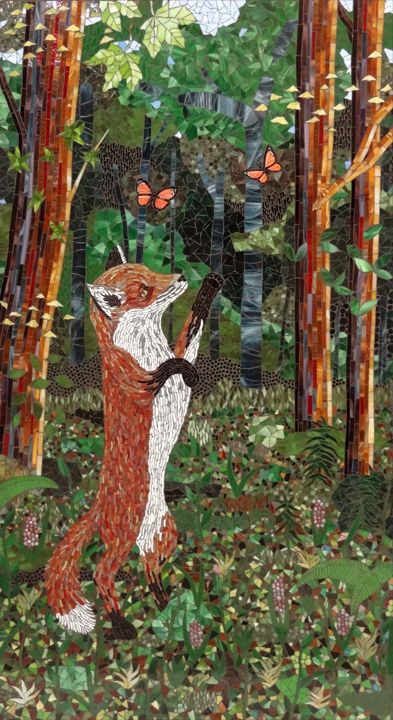 Forest Mosaic, Fox Mosaic, Mosaics Art, Fox Art Print, Wall Mosaic, Mosaic Animals, Mosaic Madness, Glass Mosaic Art, Forest Fox