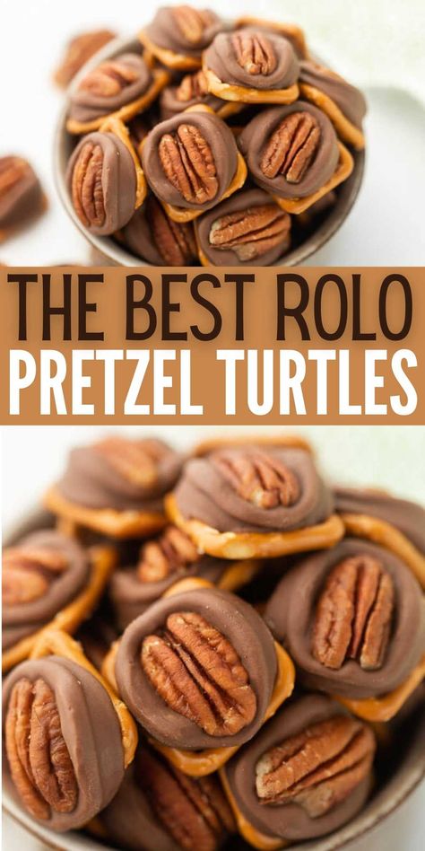 Pretzel With Rolo Candy, Pretzel Chocolate Treats Healthy, Pretzels With Rolos And Pecans, Pretzel With Rolo And Pecan, Pretzel Pecan Turtles, Pretzel Carmel Turtles, Chocolate Caramel Pecan Pretzel Bites, Turtle Pretzels Holiday Treats, Pretzel And Rolo Turtles