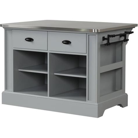 PRICES MAY VARY. Rectangular Top 2 Storage Drawers 4 Open Storage Compartments Stainless Steel Top 2 Rods Included Rectangular Kitchen Island, Kitchen Island Finishes, Modern Farmhouse Kitchen Island, Stylish Kitchen Island, Kitchen Island Storage, Island Storage, Rectangular Kitchen, Grey Kitchen Island, Small Kitchen Island