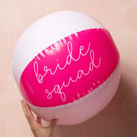 Bride Squad Hen Party Beach Ball  We've all been there. Decided on a beach get away for your bestie's hen, planned the outfits and bought matching swimsuits for the whole gang to make sure the pics are as on point as possible...the realised that sometimes sunbathing can be a bit boring, but all the beach balls for your Hen Party Pool Inflatables, Pool Party Hen Do, Beach Hen Do, Hen Pool Party, Ibiza Hen Party, 2025 Moodboard, Beach Party Games, Blackpool Beach, Barbie Bachelorette