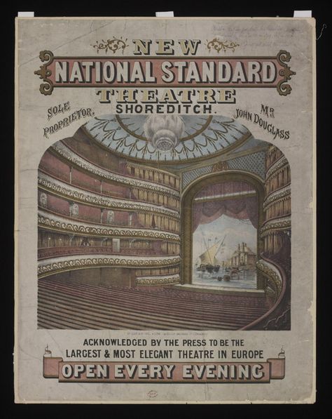 Poster advertising The New Standard Theatre, Shoreditch, 1867 | V&A Explore The Collections Old Theatre Posters, Vintage Theatre Poster, 1920s Theatre, Musical Theatre Posters, Theatre Posters, Tent Party, Theater Poster, We Happy Few, Vintage Theatre