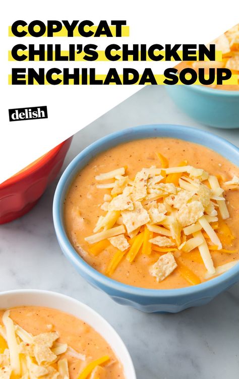 Chilis Enchilada Soup, Chili's Chicken Enchilada Soup, Chicken Enchilada Soup Recipes, Enchilada Soup Recipe, Tomato Broth, Chicken Enchilada Soup, Enchilada Soup, Chicken Enchilada, Chicken Tortilla Soup