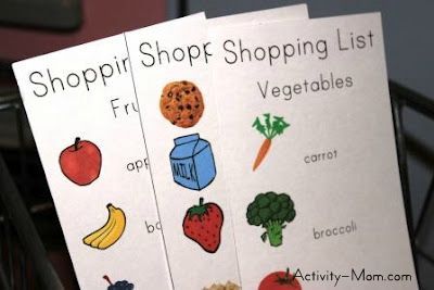 Free Printable Shopping Lists for Kids Grocery Store Dramatic Play, Play Grocery Store, Gratis Printables, Printable Shopping List, Dramatic Play Preschool, Dramatic Play Area, Pretend Food, Dramatic Play Centers, List Printable