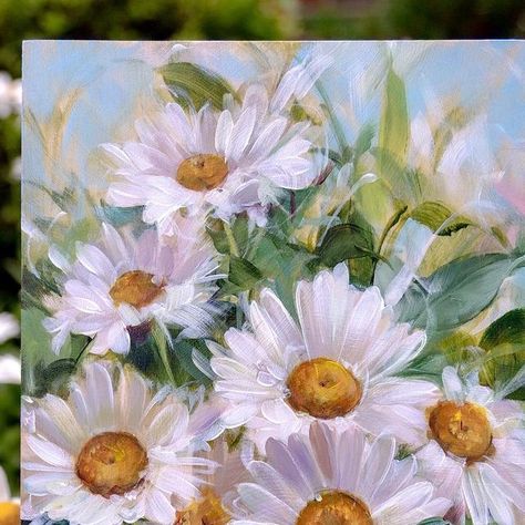 Daisy Acrylic Painting, Daisy Landscape, Daisy Paintings, Alissa Kari, Mushroom Paint, Daisy Art, Daisy Field, Daisy Painting, Picasso Art