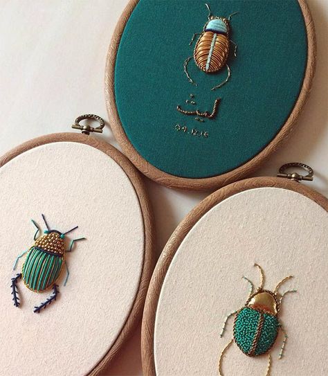 자수 디자인, Gold Work, Design Sponge, Embroidery Inspiration, Beetles, Textile Artists, Hoop Art, Embroidery And Stitching, Embroidery Projects