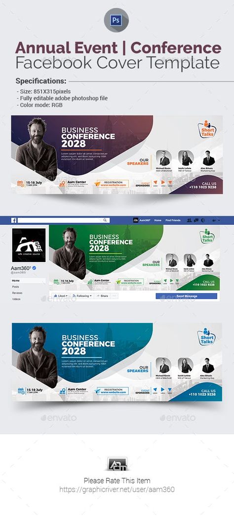 Event/Conference Facebook Cover — Photoshop PSD #conference #marketing Cover Photo Design, Youtube Cover, Banner Design Layout, Youtube Business, Banner Design Inspiration, Facebook Cover Design, Facebook Cover Template, Facebook Design, Banner Ads Design