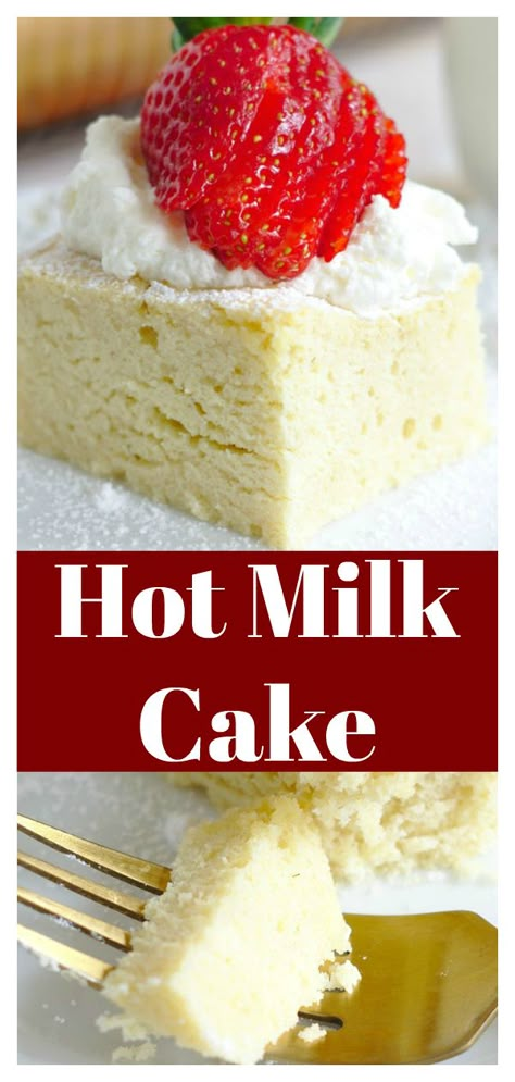 #ad Hot Milk Cake - A classic cake that is a great way to use up extra milk that you have on hand! Made in less than an hour with simple ingredients, this is going to be a new favorite! Homemade Cake Recipe | Hot Milk Cake Recipe | Easy Cake Recipe #RealMilkMoment #LoveWhatsReal Hot Milk Sponge Cake Recipe Milk Street, Easy Milk Cake Recipe, Recipes Using Milk Desserts, Evaporated Milk Cake Recipes, Softasilk Cake Recipes, Baking With Milk Recipes, Whole Milk Dessert Recipes, Recipe That Uses A Lot Of Milk, How To Make Milk Cake