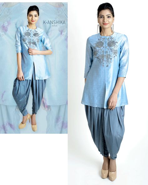 Kurta With Dhoti, Short Kurta, Salwar Designs, Stitching Dresses, Dhoti Pants, Long Kurti Designs, Salwar Kamiz, Designer Party Wear Dresses, Dress Indian Style