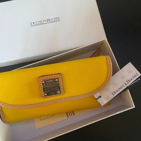 BRAND NEW Dooney & Bourke yellow wallet/clutch Yellow Wallet, Cream Yellow, Dooney & Bourke Bags, Clutch Wallet, Dooney Bourke, Continental Wallet, Wallets, Wallet, Brand New