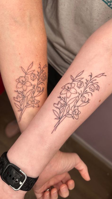 Mother Daughter Tattoos Birth Flowers, May And February Birth Flower Tattoo Together, June And December Birth Flower Tattoo, March And May Flower Tattoo, May And March Birth Flower Tattoo, May And July Birth Flower Tattoo Together, December And May Birth Flower Tattoo, October And December Birth Flower Tattoo, Daughter Birth Flower Tattoo