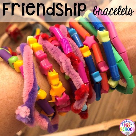 Friendship Party Ideas Preschool, Friends Art For Preschoolers, Pre K Kindness Crafts, Friendship Theme For Preschool, Happiness Activities For Preschool, Kindergarten Friendship Bracelets, Friendship Craft Kindergarten, Friendship Bracelets For Preschoolers, All About My Friends Preschool