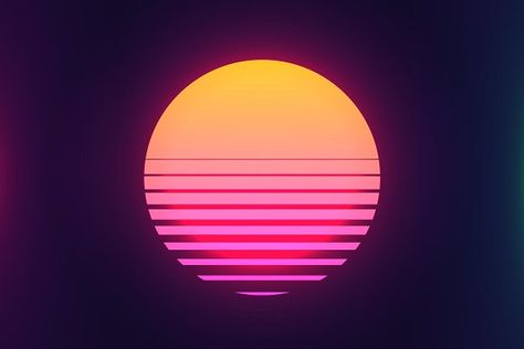 Vintage 80s colorful retro sunset. by Crafter on @creativemarket Soundwave Design, Vaporwave Sunset, 80s Illustration, 80s Sunset, 80s Colors, Synthwave Art, Vaporwave Wallpaper, Vaporwave Art, Futuristic Background