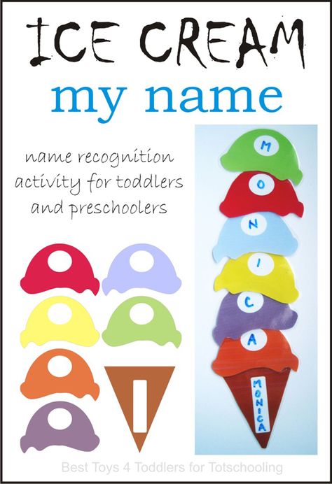 FREE Ice Cream Name Printable Preschool Name Recognition, Preschool Names, Name Recognition, Name Crafts, Summer Preschool, Name Activities, Preschool Literacy, Summer Learning, Toddlers And Preschoolers